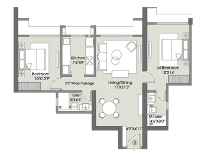 Hiranandani Nerolac Kavesar Thane 2BHK Plan